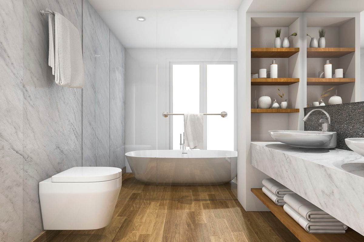 Beautiful Wood Laminate Flooring Bathroom Remodel Milwaukee
